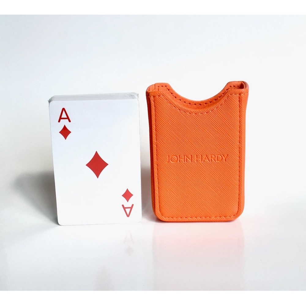 John Hardy Orange Playing Cards with Leather Sleeve (NEW)